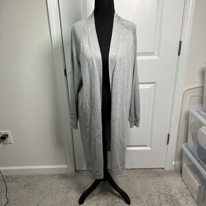 89th & Madison Womens Gray Open Front Long Sleeve Cardigan Sweater‎
